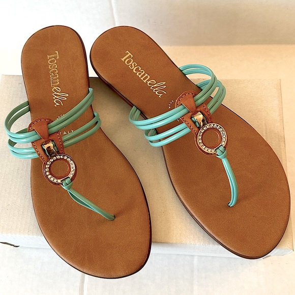 TOSCANELLA Made in Italy Georgette Strappy Sandal Aqua New in box!! - Picture 7 of 7